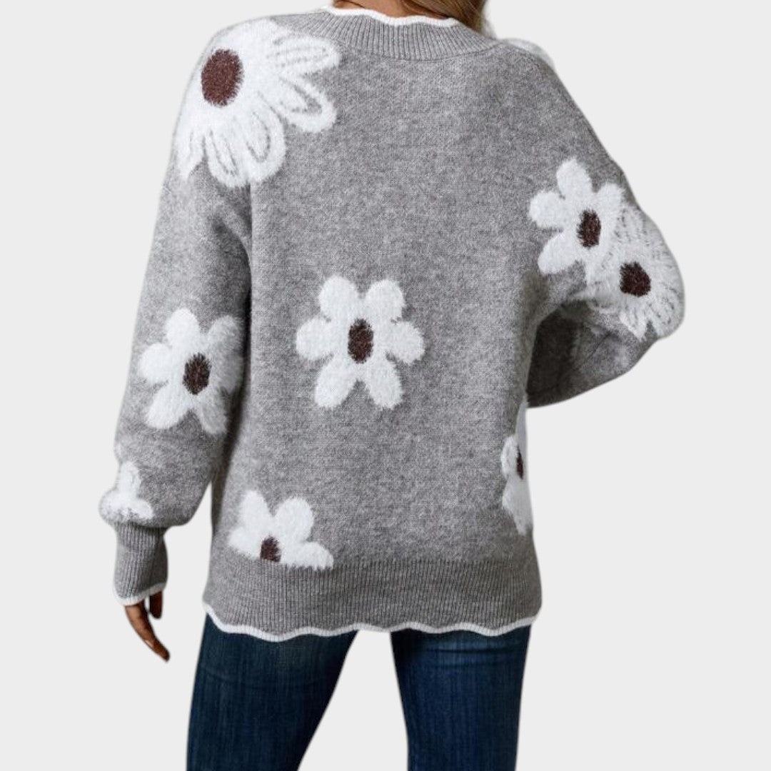 Thea™ | Jersey de mujer con flores blancas 
