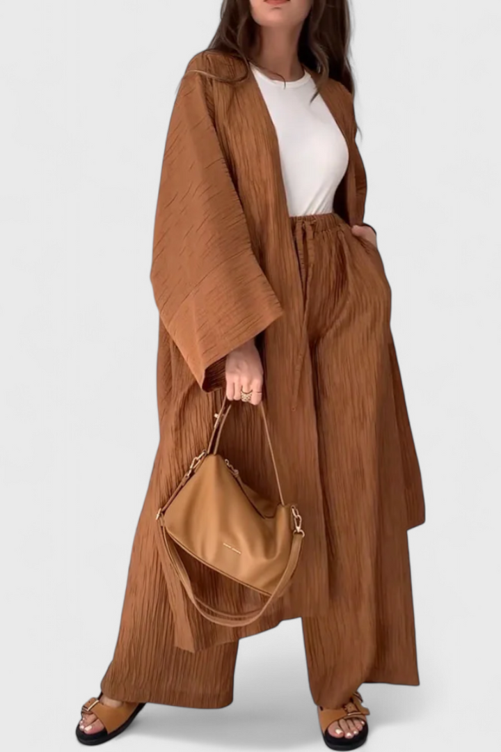 Caspian Conjunto Relajado de Dos Piezas con Kimono Largo