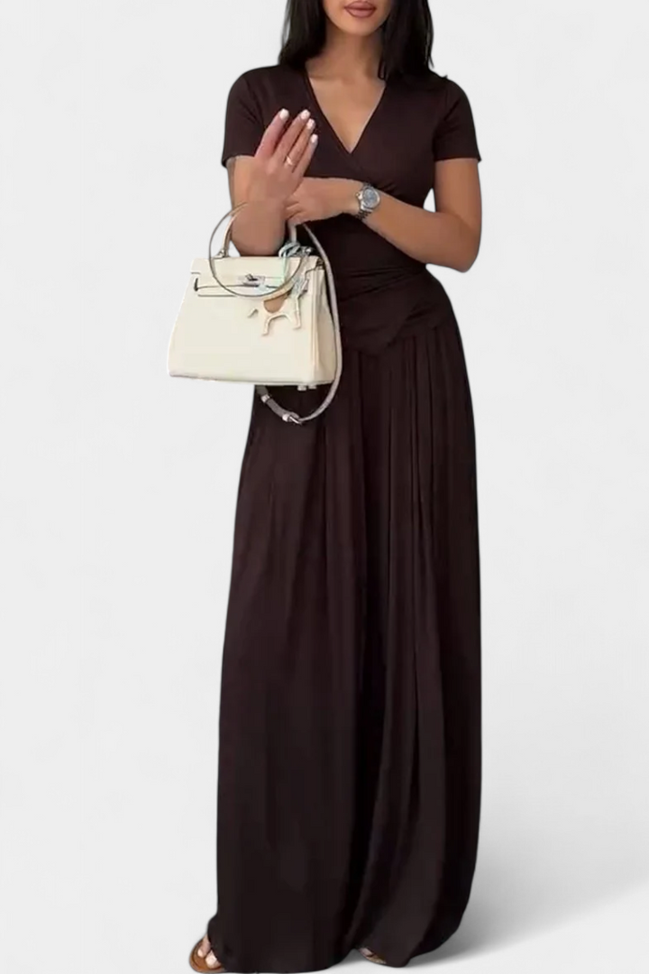 Ruslana Conjunto Cómodo de Dos Piezas con Escote en V Cruzado