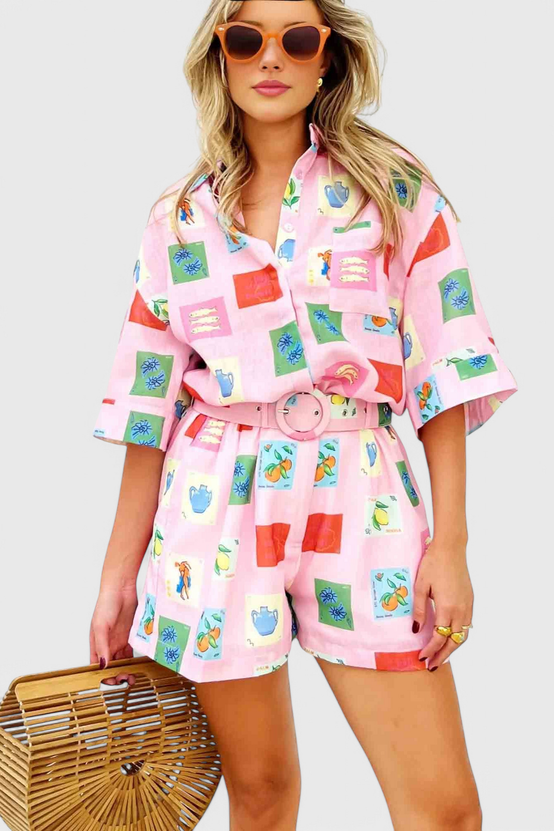 Paula Conjunto de Estampado Rosa