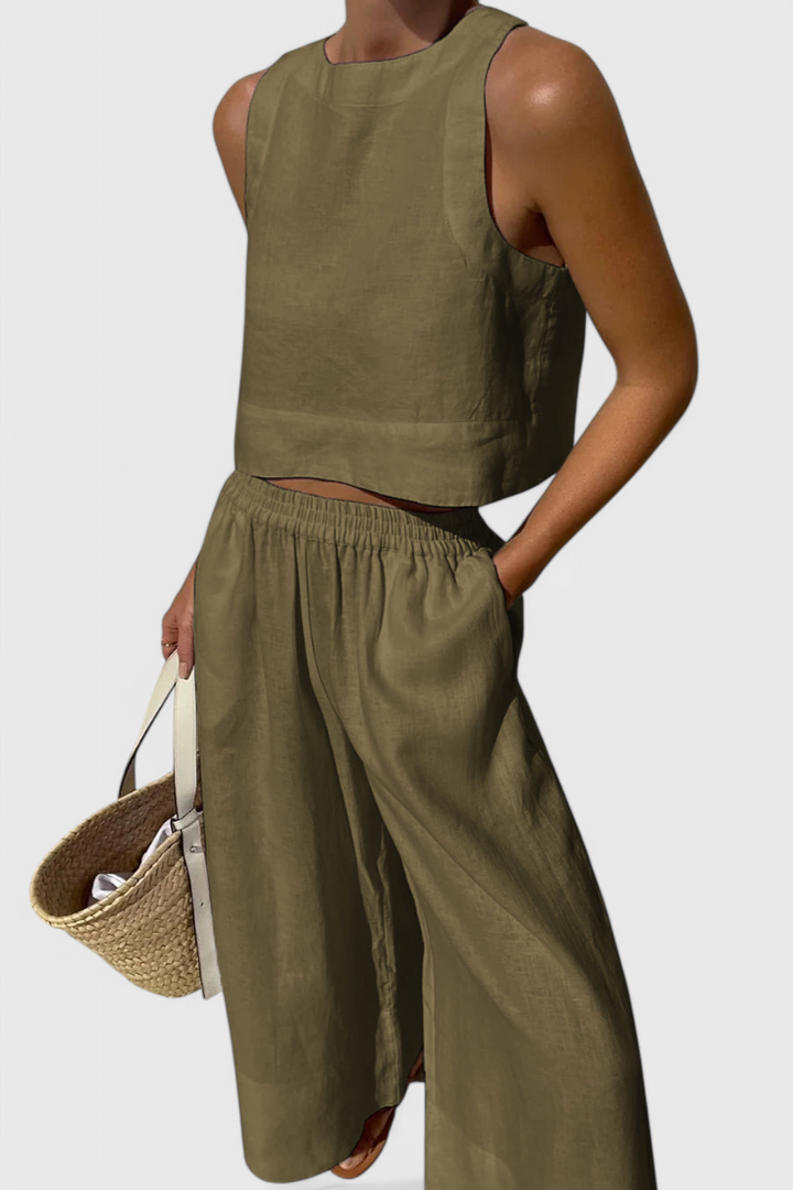 Avelina Conjunto Minimalista en Algodón y Lino Ligero