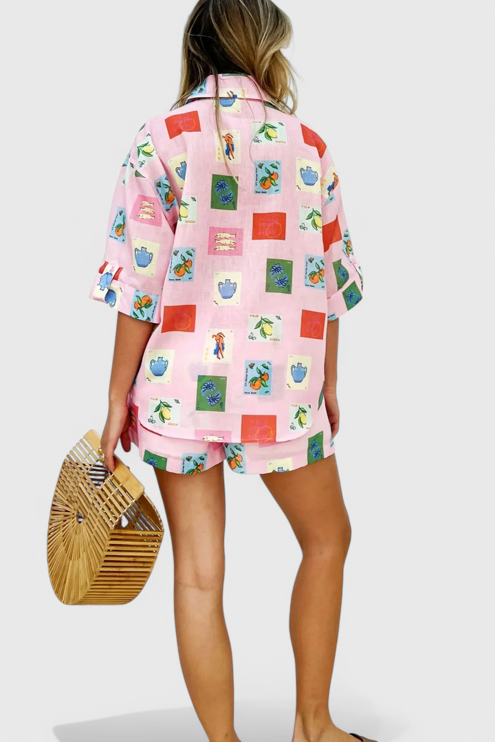 Paula Conjunto de Estampado Rosa