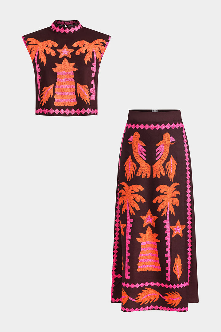 Sloan Conjunto de Top y Falda Recortada Coconut Palm