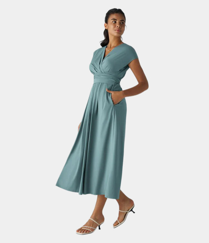 LYNN - Elegante Vestido Cruzado con Cintura Alta 