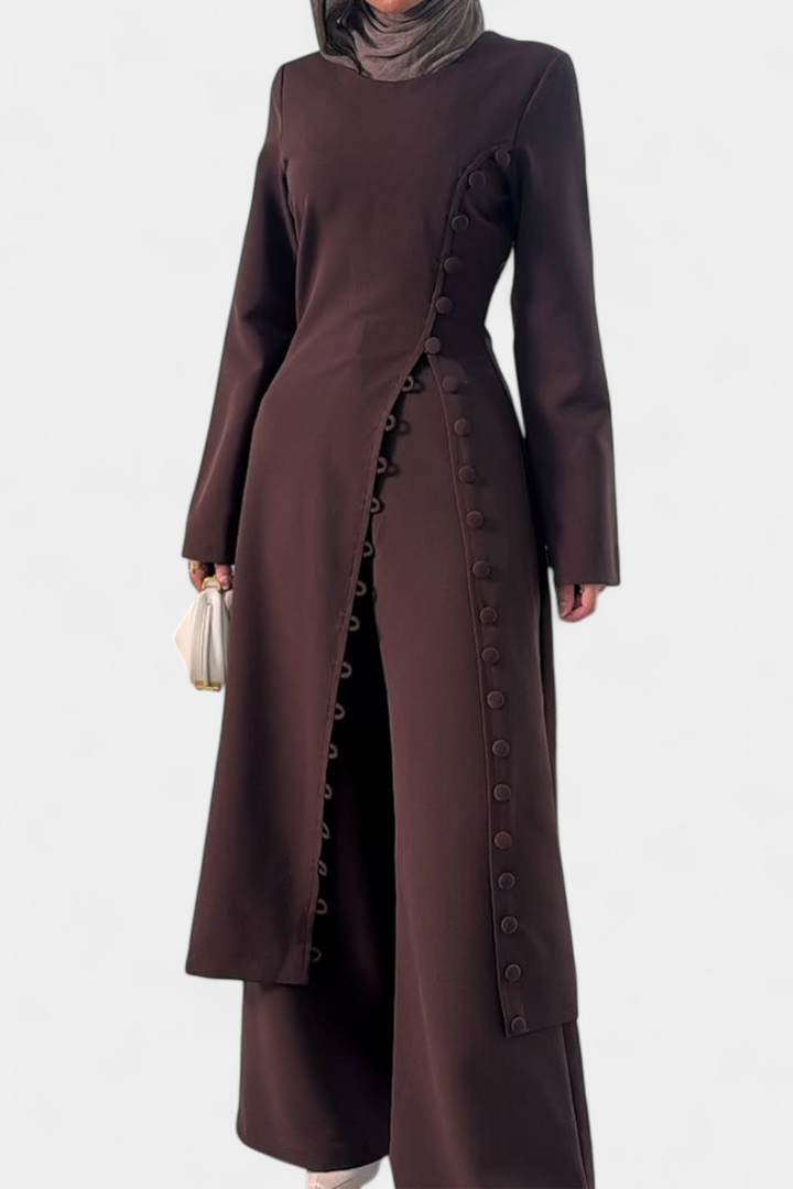 Melissa Conjunto Casual Suave de Blusa con Botones y Pantalones Largos