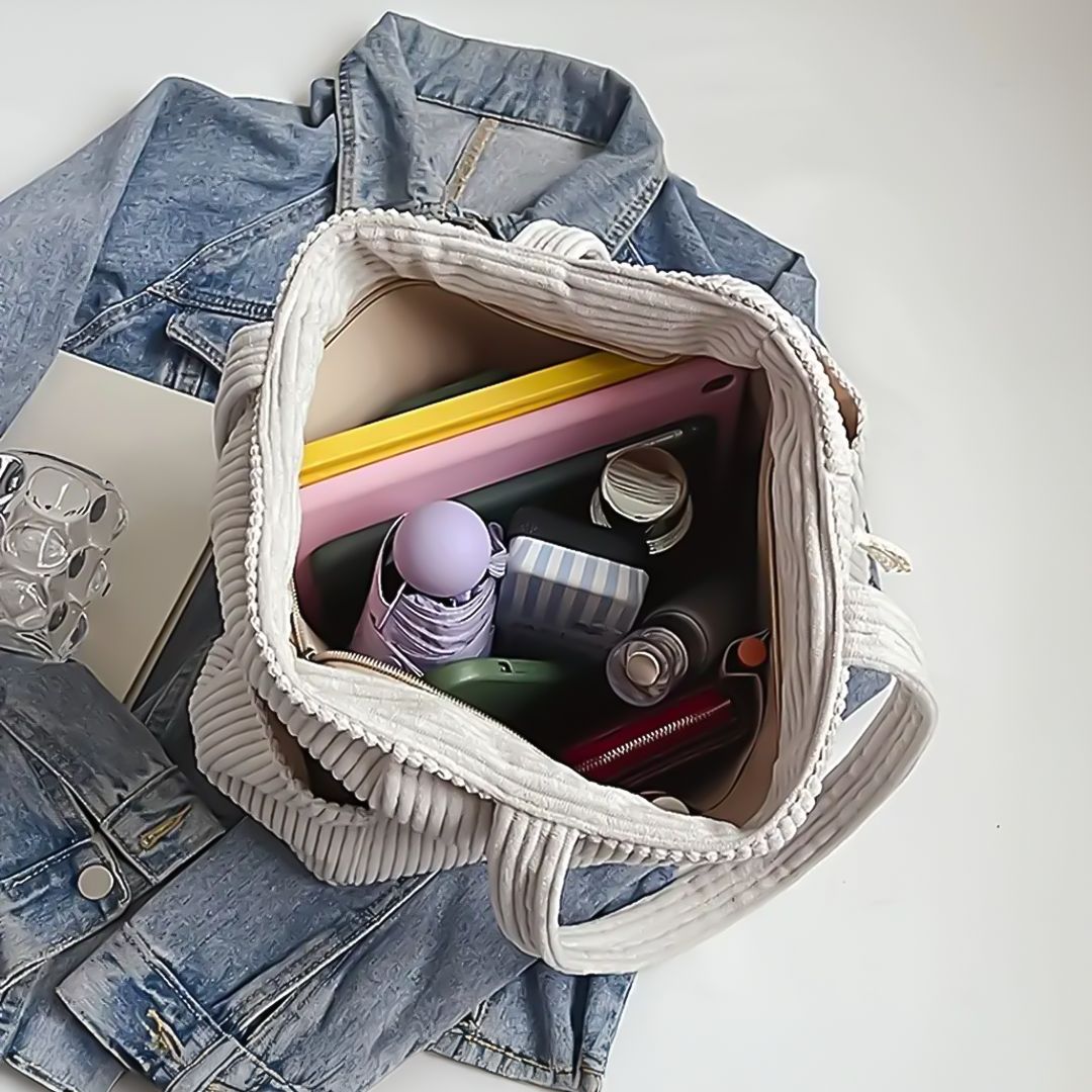 Tilda – Bolsa de hombro acanalada con detalle de cordón