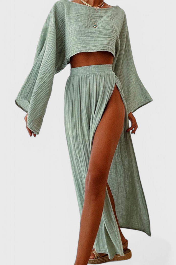 Martha Conjunto de Dos Piezas con Falda de Abertura Alta