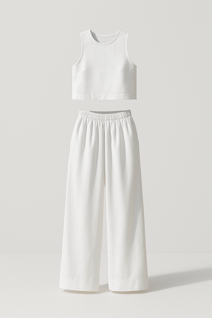 Avelina Conjunto Minimalista en Algodón y Lino Ligero
