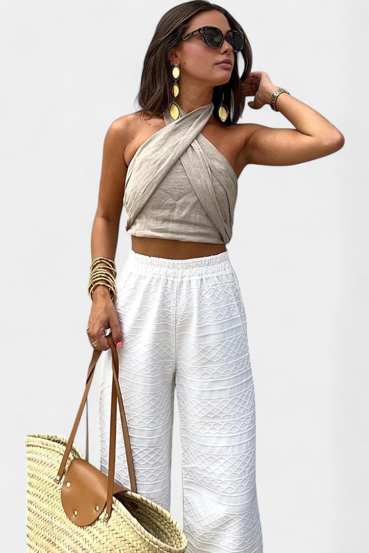 Lena | Top Cruzado Sin Espada con Nudo y Estilo Halter