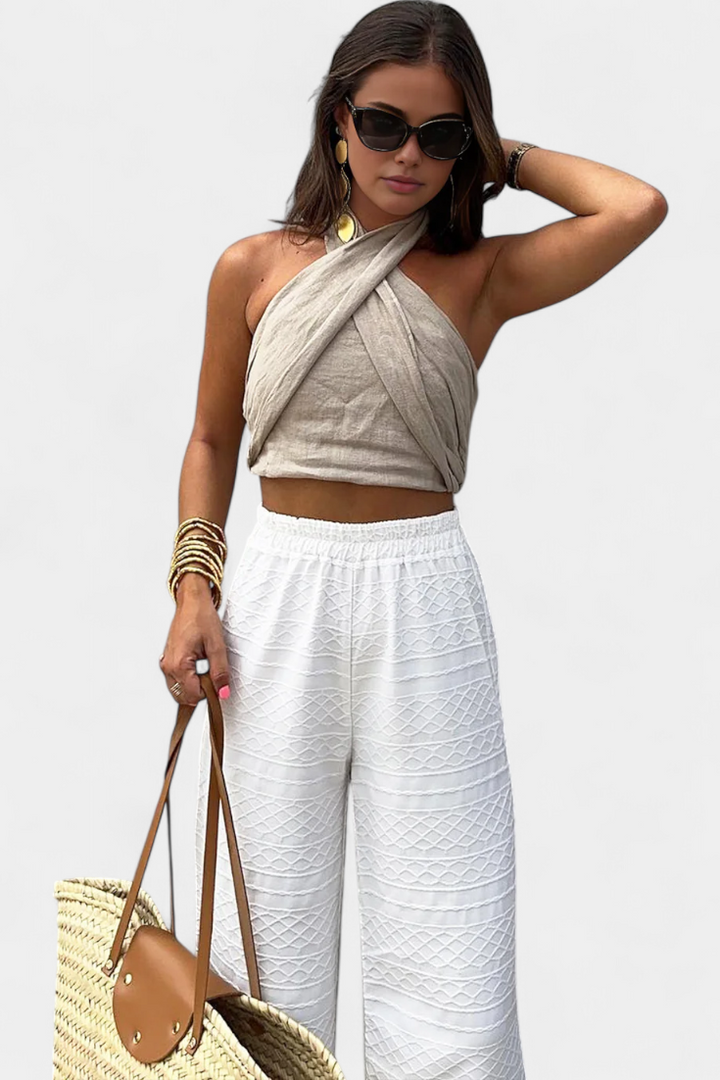 Lena | Top Cruzado Sin Espada con Nudo y Estilo Halter