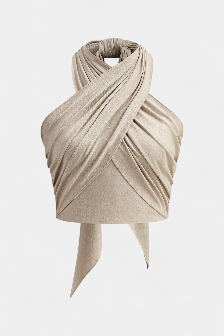 Lena | Top Cruzado Sin Espada con Nudo y Estilo Halter