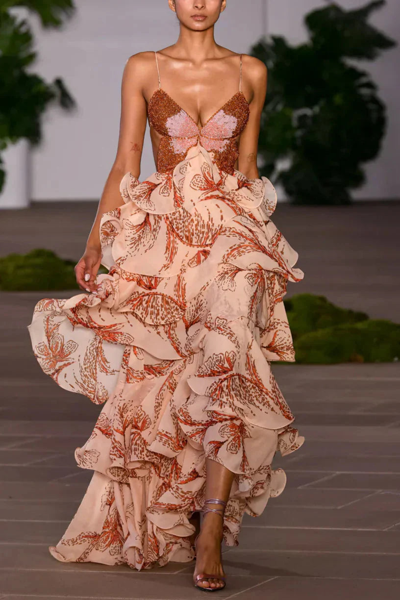 Juliette Vestido con Volantes y Escote Joya