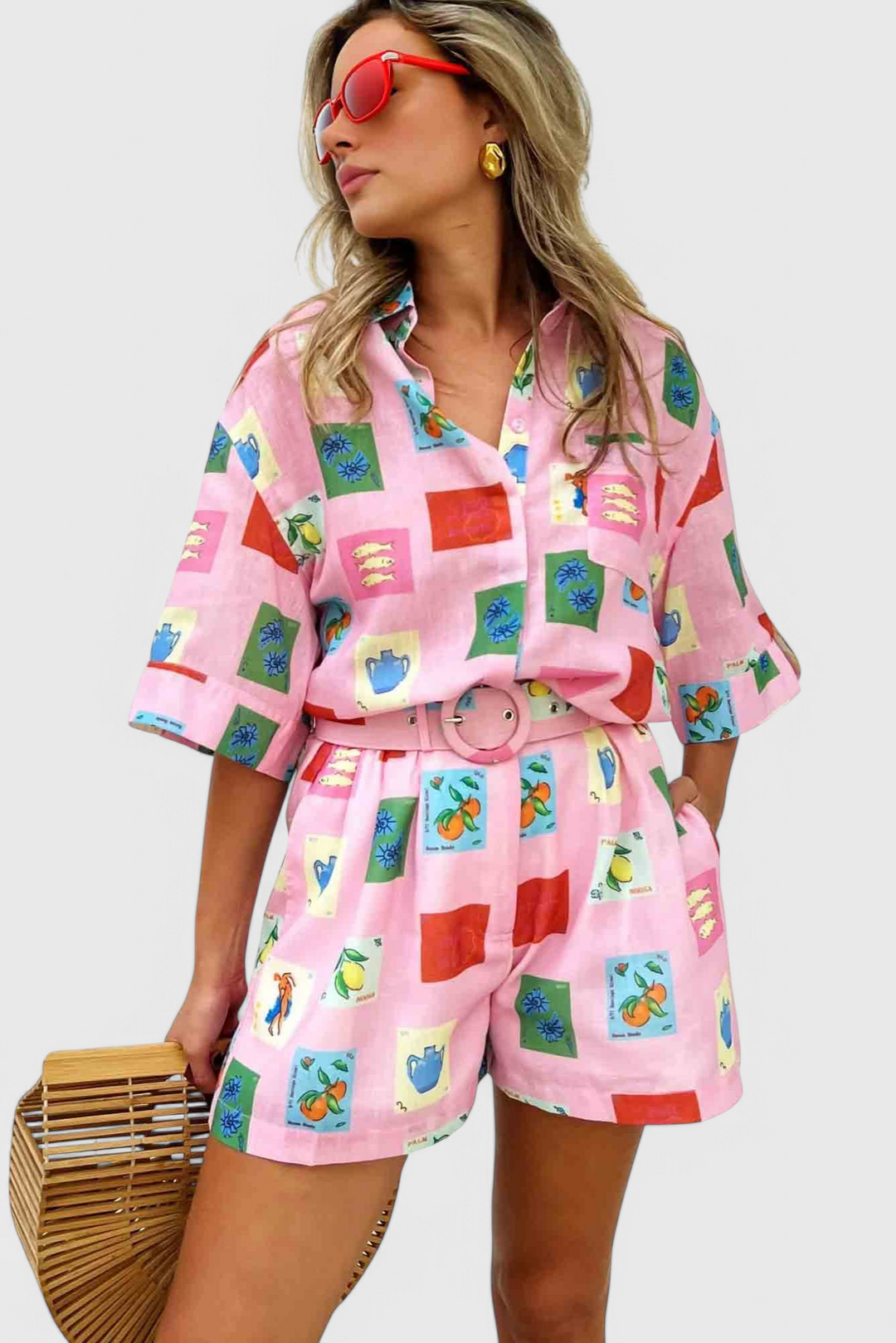 Paula Conjunto de Estampado Rosa