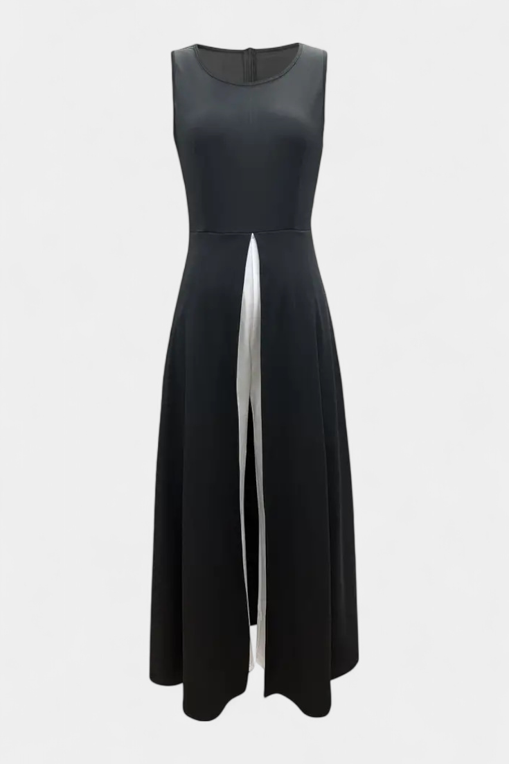 Alicia Conjunto Bicolor Elegante sin Mangas con Pantalones Anchos