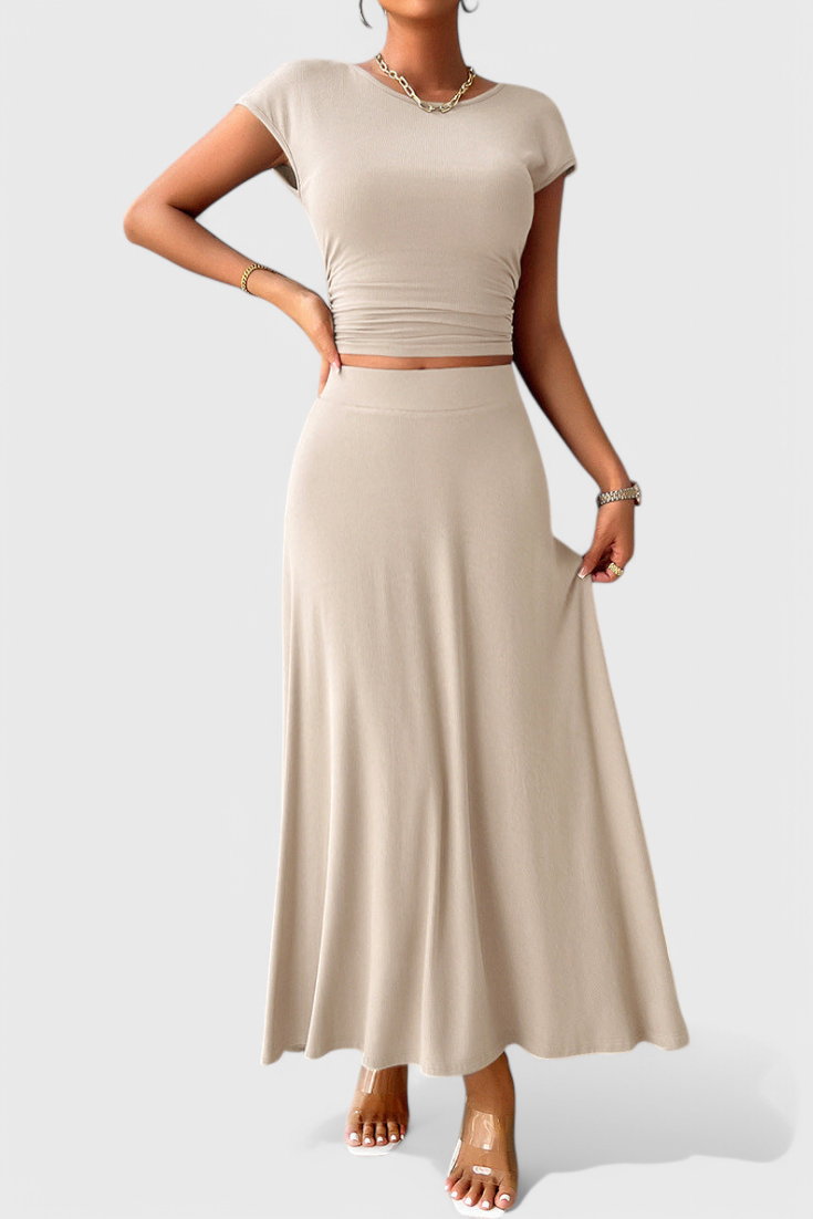 Anastasia Top Corto Fruncido &amp; Falda Fluida a Juego