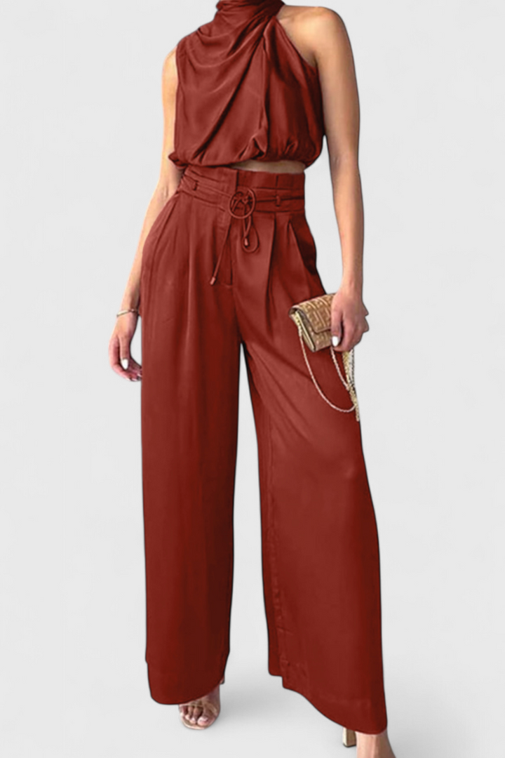 Helira Conjunto Dos Piezas con Top Fluido y Pantalón Palazzo