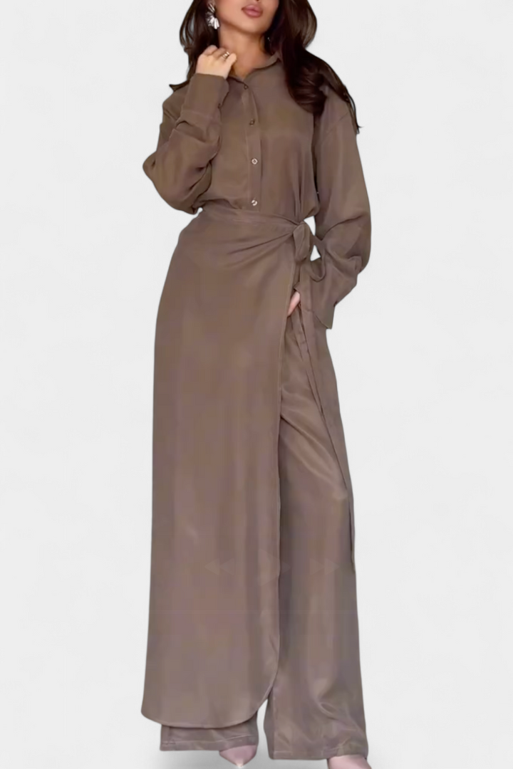 Marisol Conjunto Casual de Camisa Suelta y Pantalón Falda