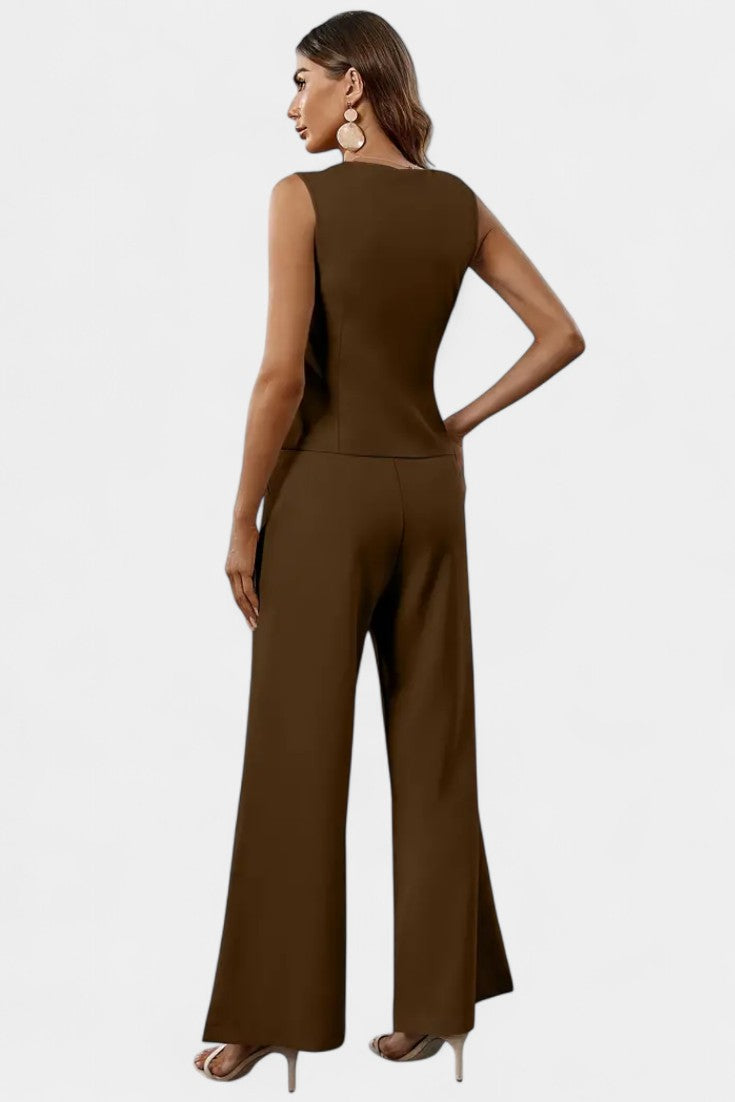 Heskia Conjunto de Chaleco Sin Mangas y Pantalones de Pierna Ancha