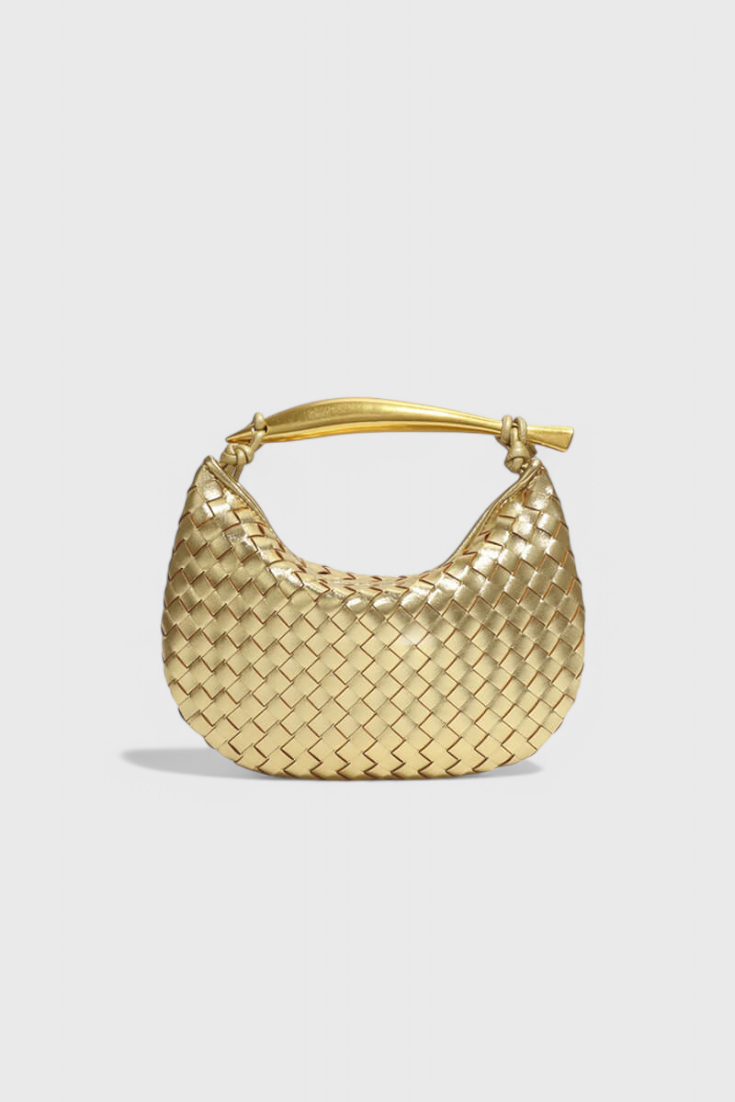 Bolso Tejido Gerda con Asa Dorada