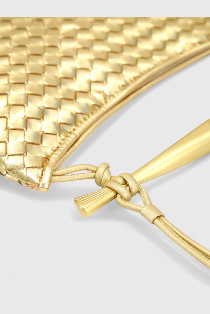 Bolso Tejido Gerda con Asa Dorada