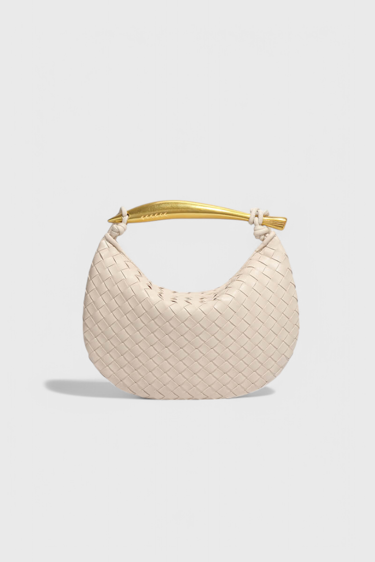 Bolso Tejido Gerda con Asa Dorada