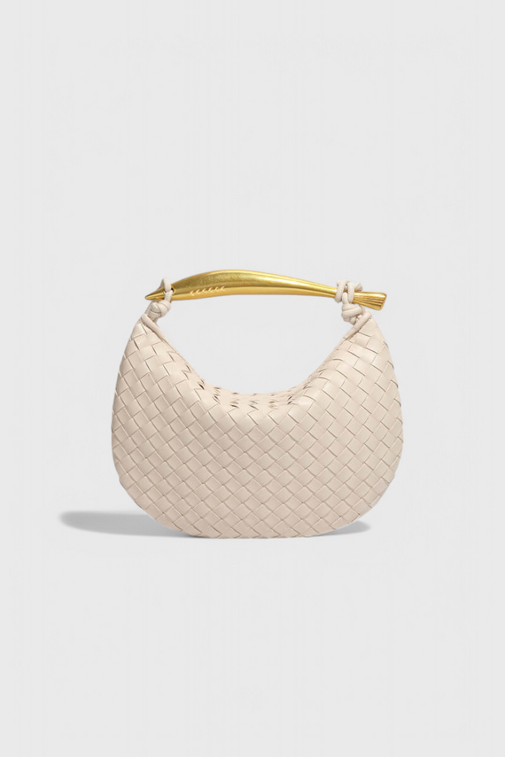Bolso Tejido Gerda con Asa Dorada