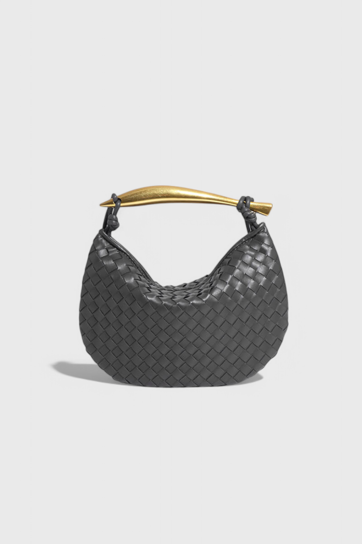 Bolso Tejido Gerda con Asa Dorada