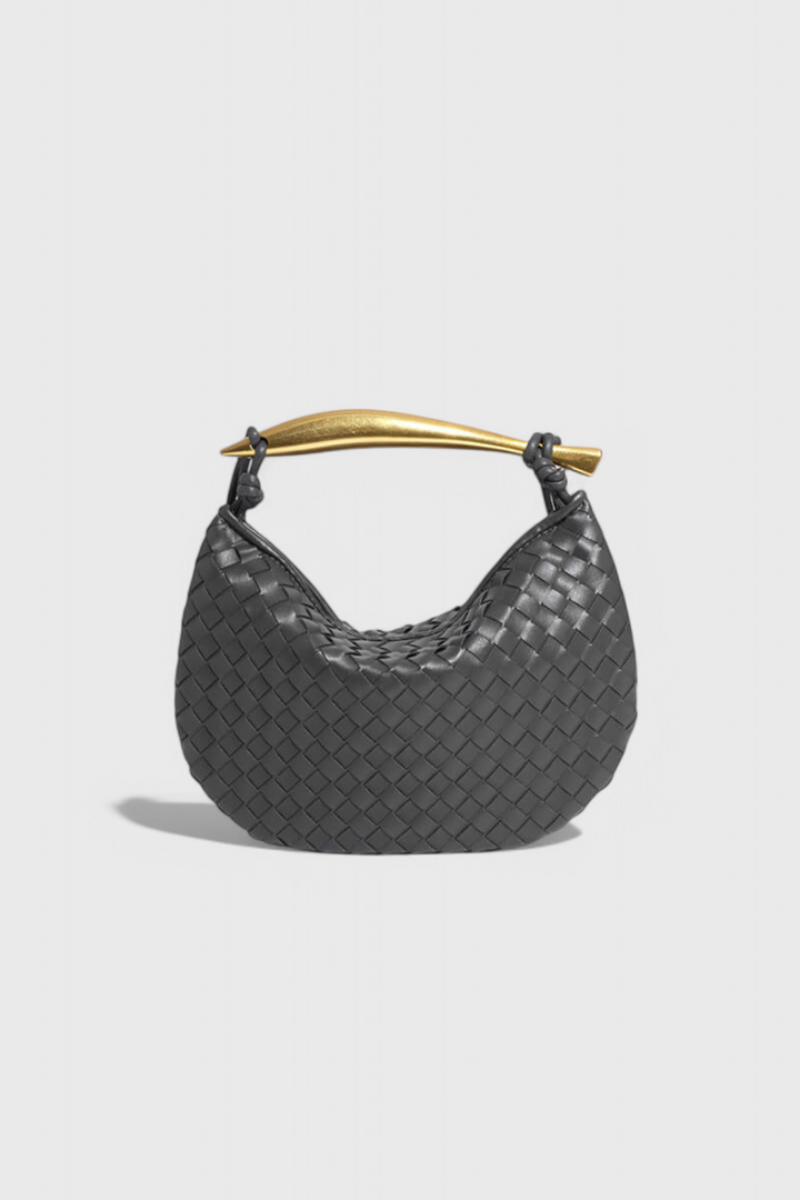 Bolso Tejido Gerda con Asa Dorada