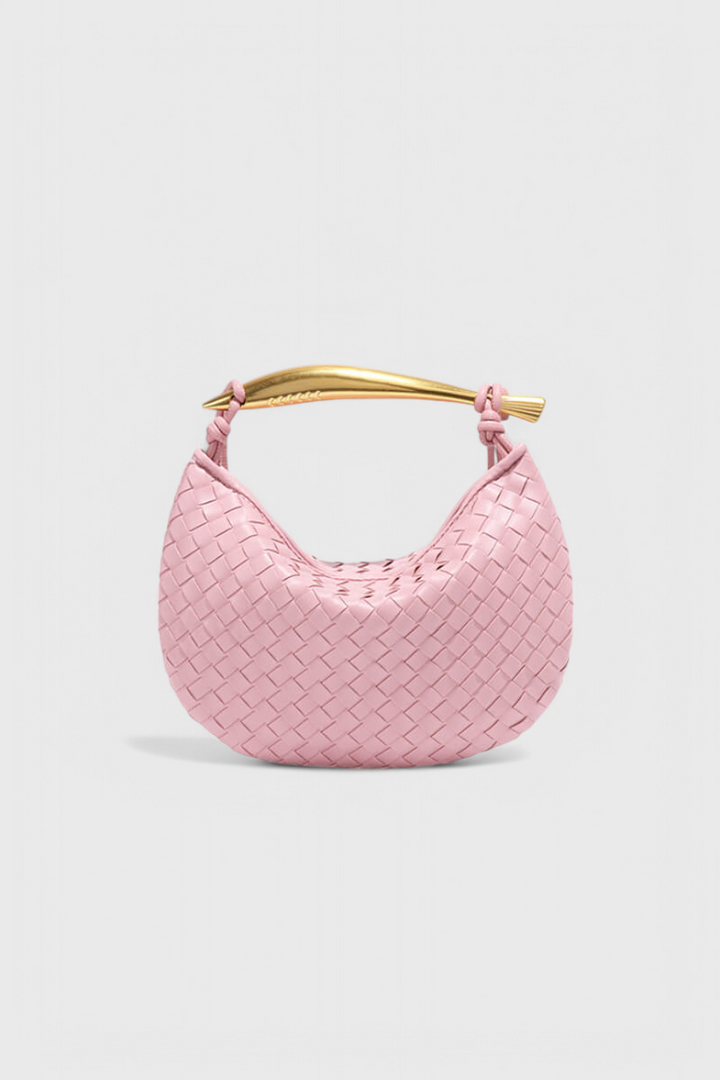 Bolso Tejido Gerda con Asa Dorada