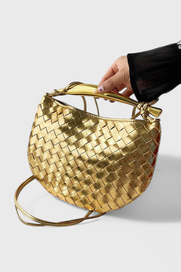 Bolso Tejido Gerda con Asa Dorada