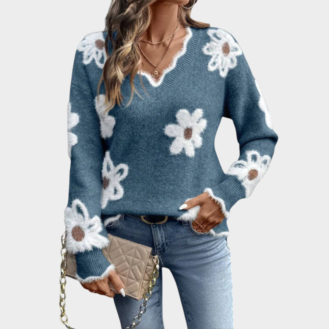 Thea™ | Jersey de mujer con flores blancas 