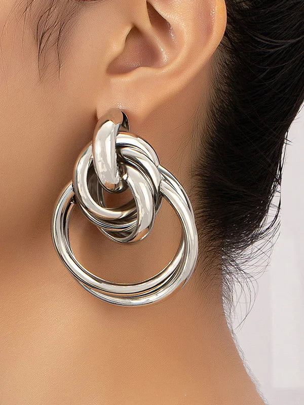 Pendientes de aro entrelazados de oro