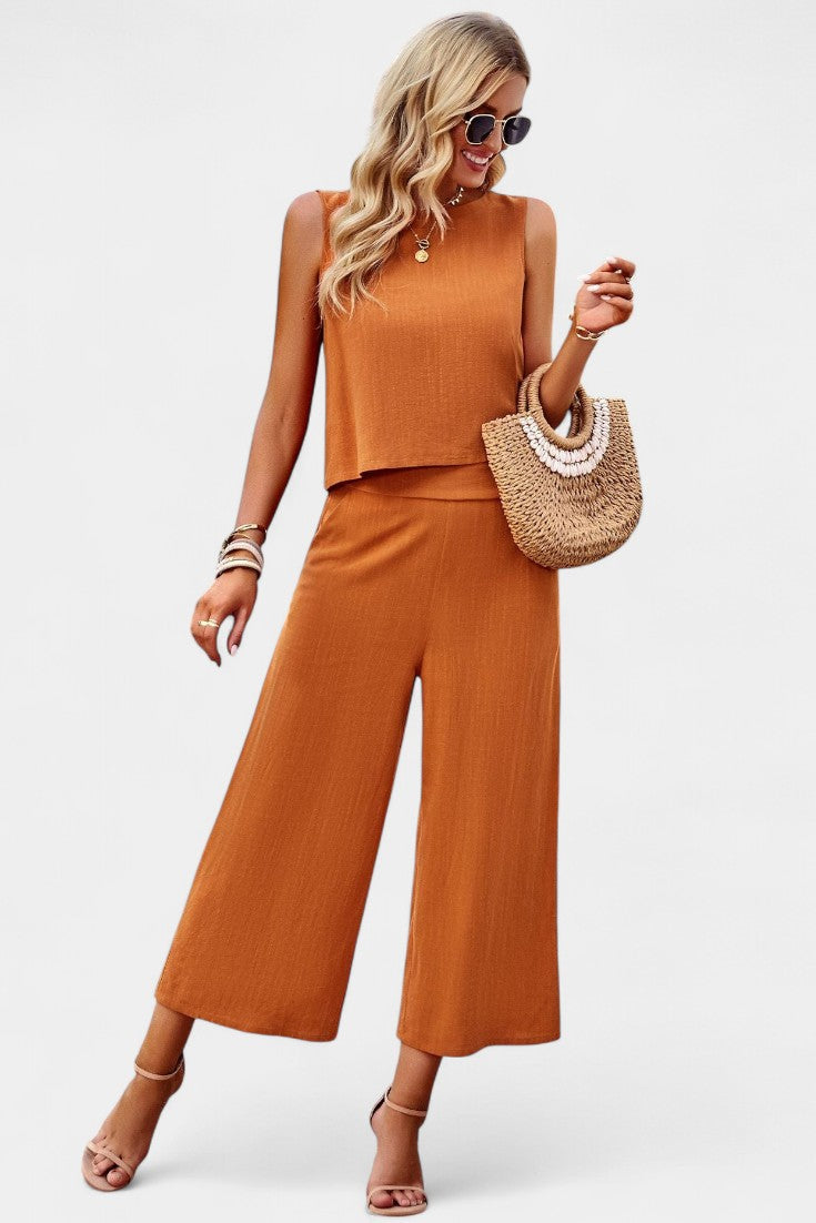 Lavinia Boho Conjunto de Top y Shorts en Lino y Algodón