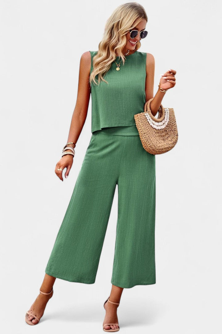 Lavinia Boho Conjunto de Top y Shorts en Lino y Algodón