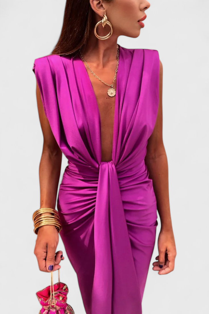 Vestido midi Lakisha con escote profundo