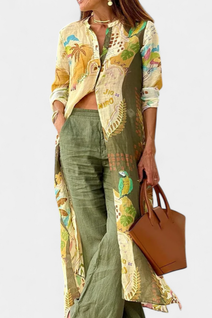 Conjunto de lino coordinado Melvina con estilo atemporal