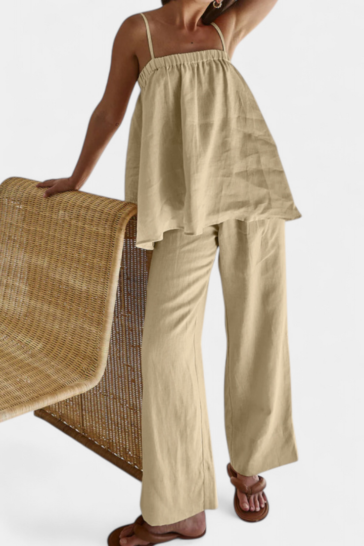 Lía Conjunto de Verano con Top Suelto y Pantalón Fluido 