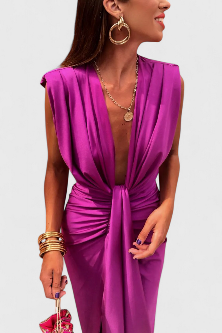 Vestido midi Lakisha con escote profundo