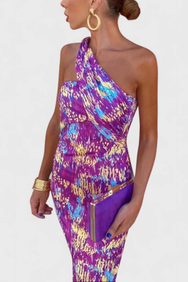 Julissa Vestido Maxi de Noche con Hombros Inclinados