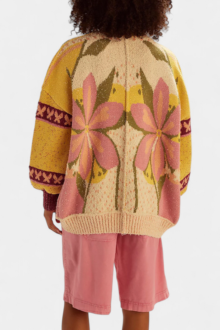 Casey | Cárdigan de Punto con Patrón Floral y Ajuste Suelto