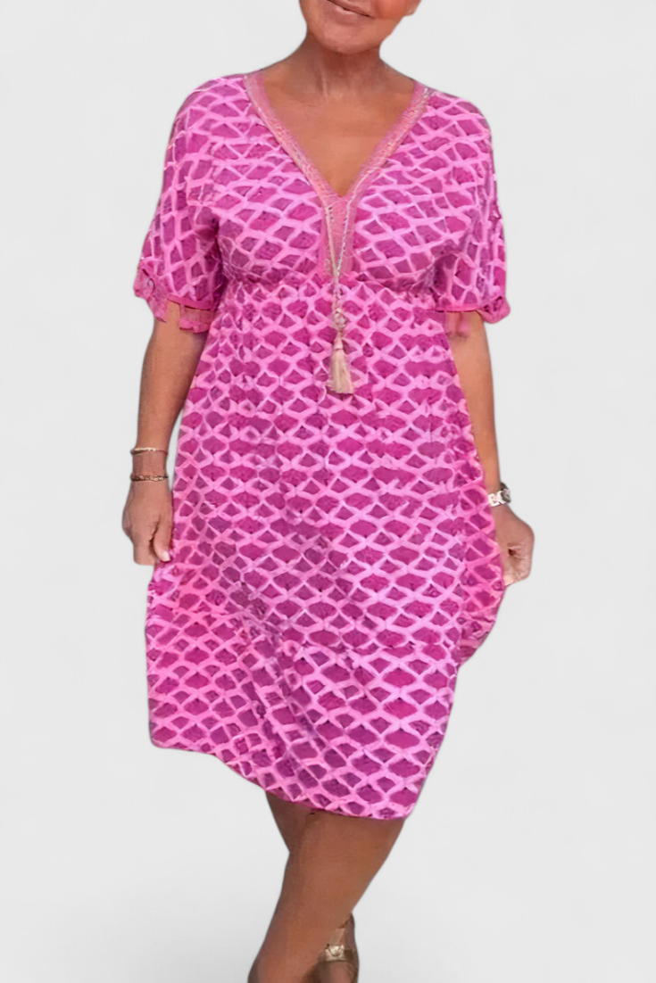 Kirra Vestido Boho Chic con Estampado Geométrico