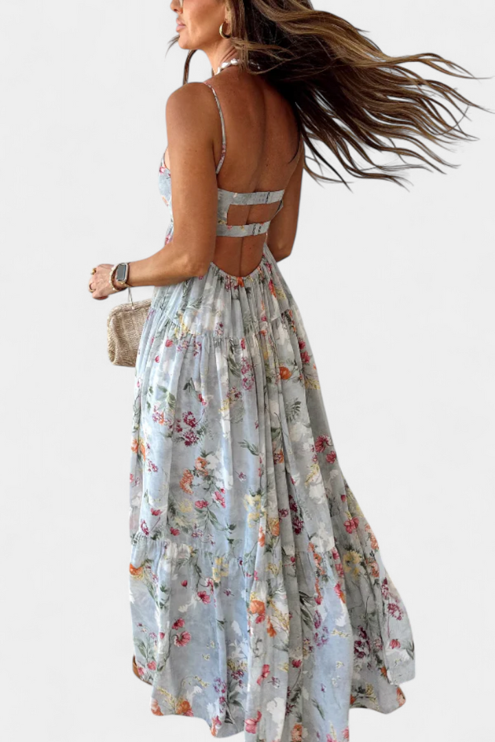 Neha Vestido Floral con Espalda Abierta y Tirantes Finos