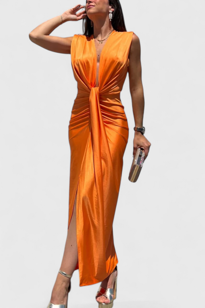 Vestido midi Lakisha con escote profundo