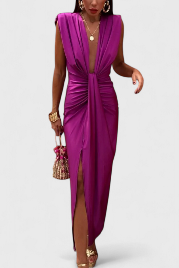 Vestido midi Lakisha con escote profundo