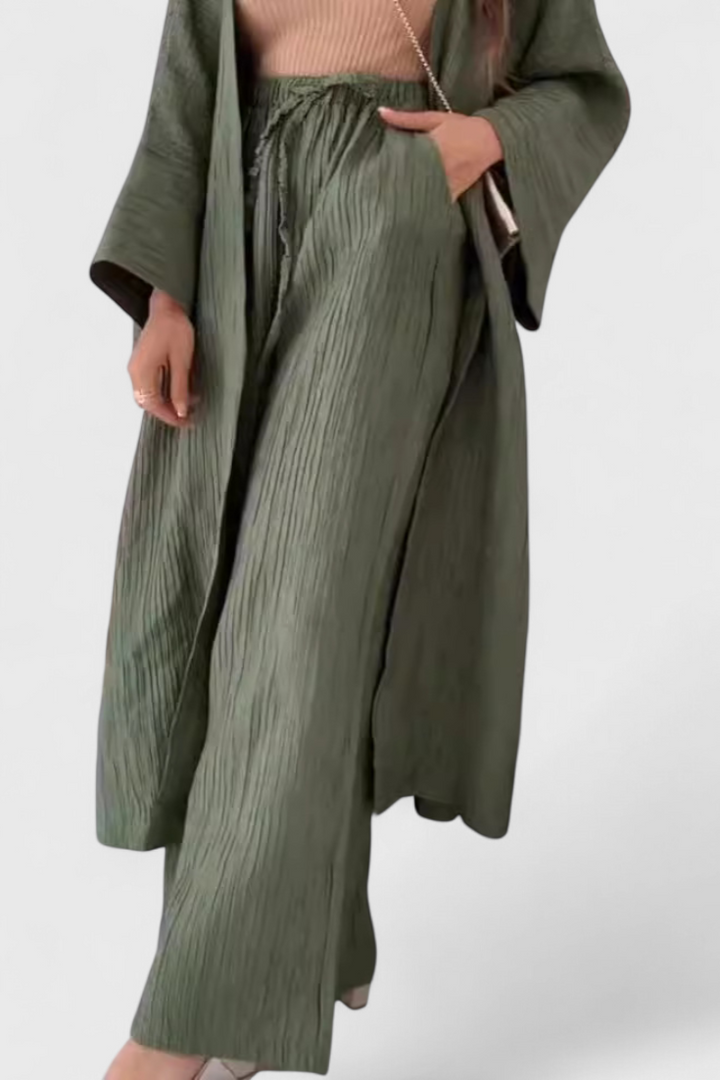 Caspian Conjunto Relajado de Dos Piezas con Kimono Largo