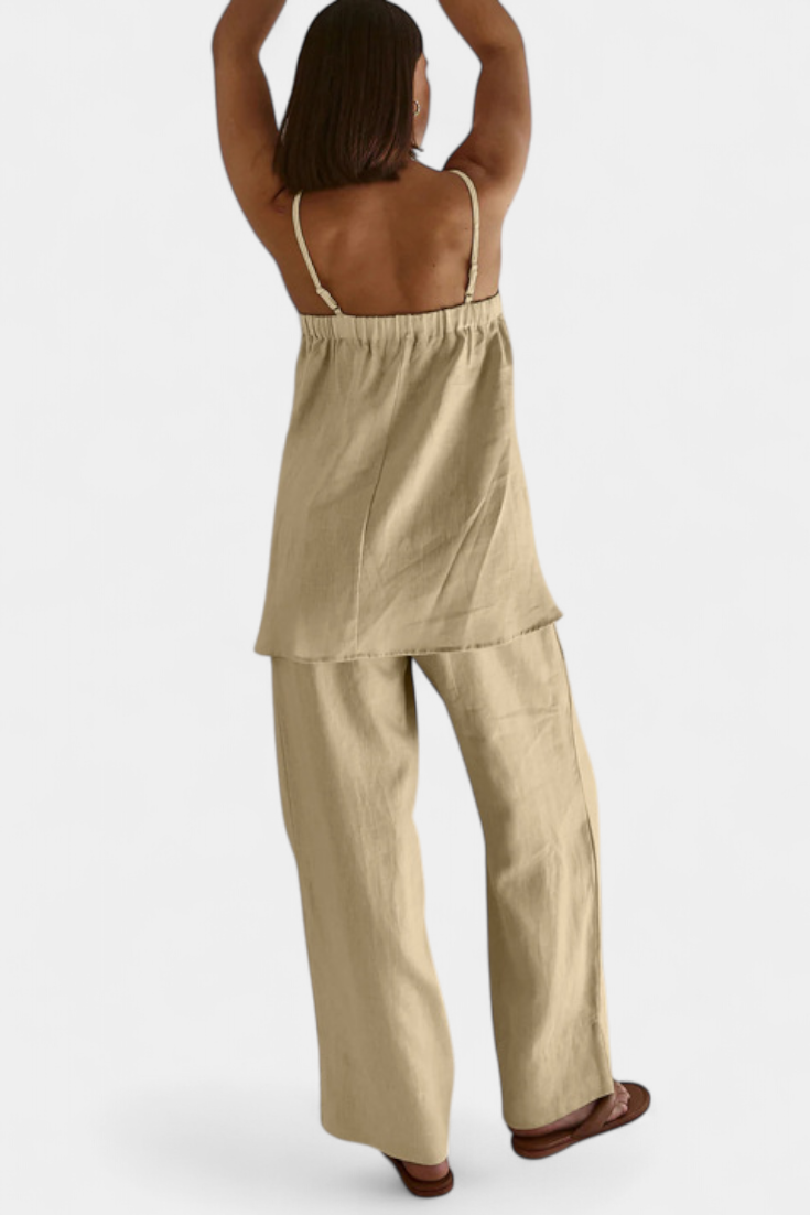 Lía Conjunto de Verano con Top Suelto y Pantalón Fluido 