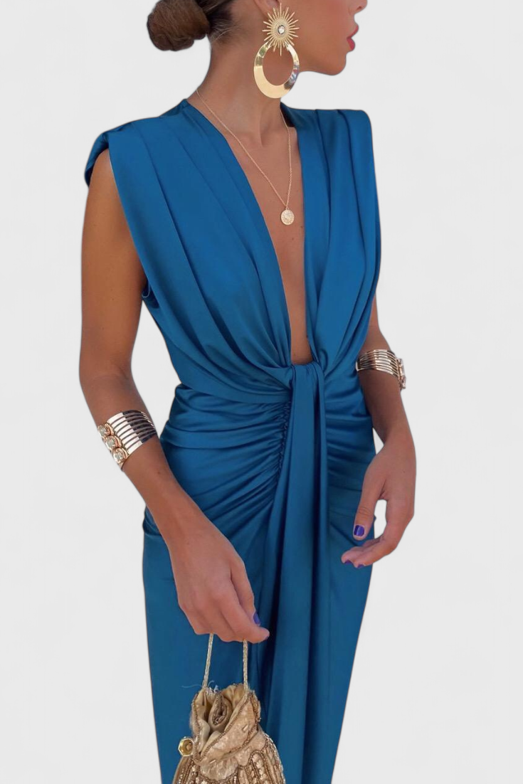 Vestido midi Lakisha con escote profundo