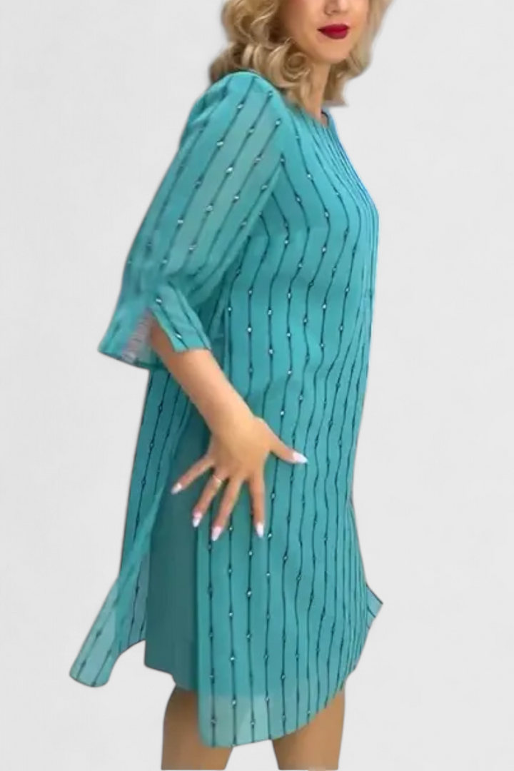 Polly Vestido Elegante de Gasa con Corte Clásico y Caída Fluida