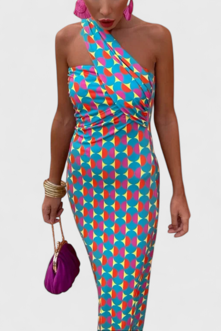 Julissa Vestido Maxi de Noche con Hombros Inclinados