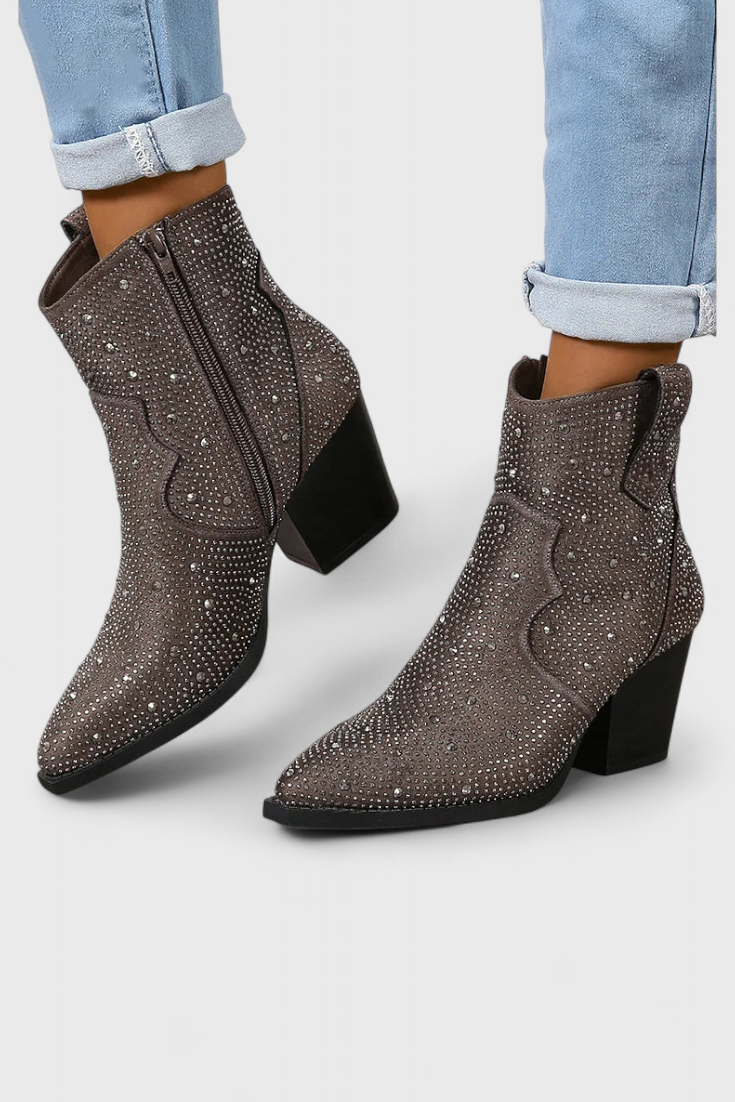 Berenice Botas Elegantes con Patchwork y Cremallera Lateral